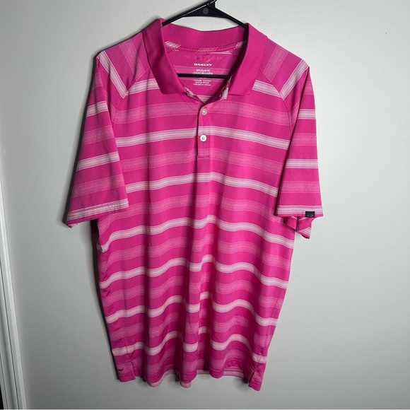 Oakley Other - Men’s Oakley Size XL Pink Striped Short Sleeve Golf Polo Shirt